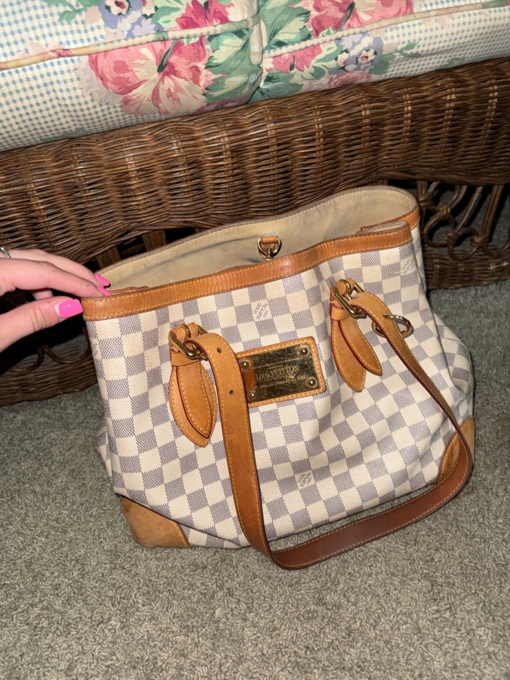 Louis Vuitton Hempstead MM in Damier Azur Tote Purse